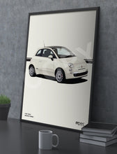 Load image into Gallery viewer, Illustration Fiat 500 Poster in various styles and sizes - Bianco