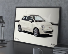 Load image into Gallery viewer, Illustration Fiat 500 Poster in various styles and sizes - Bianco