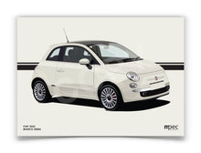 Load image into Gallery viewer, Illustration Fiat 500 Poster in various styles and sizes - Bianco