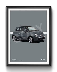 Illustration Fiat 500 Poster in various styles and sizes - Tech House Grey