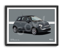 Load image into Gallery viewer, Illustration Fiat 500 Poster in various styles and sizes - Tech House Grey