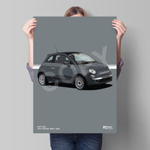 Load image into Gallery viewer, Illustration Fiat 500 Poster in various styles and sizes - Tech House Grey