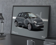 Load image into Gallery viewer, Illustration Fiat 500 Poster in various styles and sizes - Tech House Grey