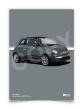 Load image into Gallery viewer, Illustration Fiat 500 Poster in various styles and sizes - Tech House Grey