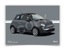 Load image into Gallery viewer, Illustration Fiat 500 Poster in various styles and sizes - Tech House Grey