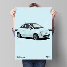 Load image into Gallery viewer, Illustration Fiat 500 Poster in various styles and sizes - Smooth Mint