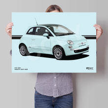 Load image into Gallery viewer, Illustration Fiat 500 Poster in various styles and sizes - Smooth Mint