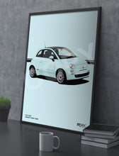 Load image into Gallery viewer, Illustration Fiat 500 Poster in various styles and sizes - Smooth Mint