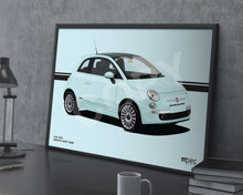 Load image into Gallery viewer, Illustration Fiat 500 Poster in various styles and sizes - Smooth Mint