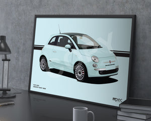 Illustration Fiat 500 Poster in various styles and sizes - Smooth Mint