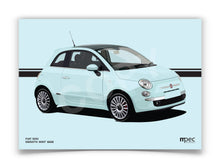 Load image into Gallery viewer, Illustration Fiat 500 Poster in various styles and sizes - Smooth Mint