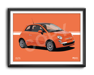 Illustration Fiat 500 Poster in various styles and sizes - Rame