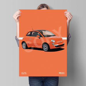 Illustration Fiat 500 Poster in various styles and sizes - Rame
