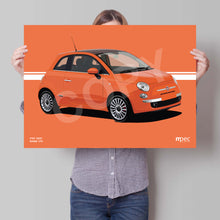 Load image into Gallery viewer, Illustration Fiat 500 Poster in various styles and sizes - Rame