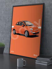 Load image into Gallery viewer, Illustration Fiat 500 Poster in various styles and sizes - Rame