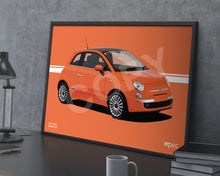 Load image into Gallery viewer, Illustration Fiat 500 Poster in various styles and sizes - Rame
