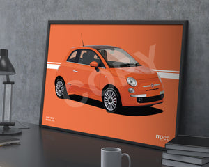 Illustration Fiat 500 Poster in various styles and sizes - Rame