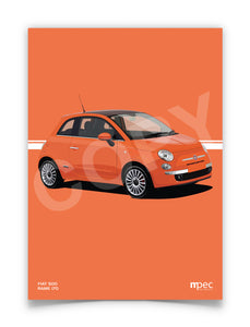 Illustration Fiat 500 Poster in various styles and sizes - Rame