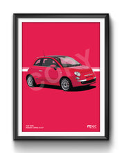 Load image into Gallery viewer, Illustration Fiat 500 Poster in various styles and sizes - Rosso