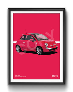 Illustration Fiat 500 Poster in various styles and sizes - Rosso