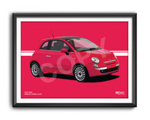 Load image into Gallery viewer, Illustration Fiat 500 Poster in various styles and sizes - Rosso
