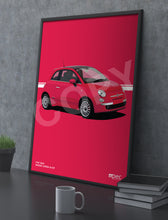 Load image into Gallery viewer, Illustration Fiat 500 Poster in various styles and sizes - Rosso