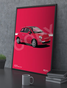 Illustration Fiat 500 Poster in various styles and sizes - Rosso