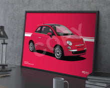 Load image into Gallery viewer, Illustration Fiat 500 Poster in various styles and sizes - Rosso
