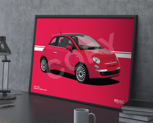 Illustration Fiat 500 Poster in various styles and sizes - Rosso