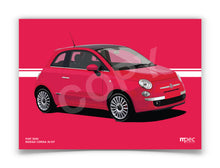 Load image into Gallery viewer, Illustration Fiat 500 Poster in various styles and sizes - Rosso