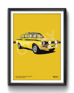 Illustration of 1972 Ford Escort Mk1 Mexico in Daytona Yellow