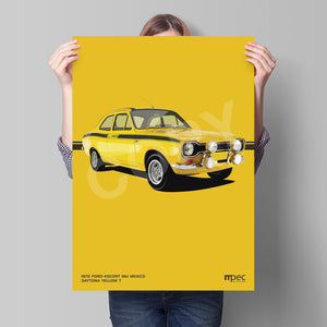 Illustration of 1972 Ford Escort Mk1 Mexico in Daytona Yellow