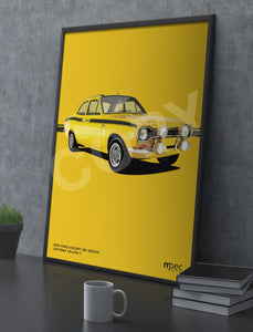 Illustration of 1972 Ford Escort Mk1 Mexico in Daytona Yellow