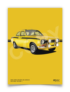 Illustration of 1972 Ford Escort Mk1 Mexico in Daytona Yellow