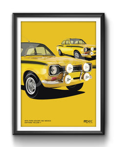 Illustration 1972 Ford Escort Mk 1 Mexico in Daytona Yellow