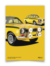 Load image into Gallery viewer, Illustration 1972 Ford Escort Mk 1 Mexico in Daytona Yellow