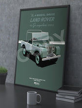 Load image into Gallery viewer, Illustration 1948 Land Rover Series One Sage Green Text 1
