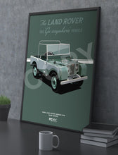Load image into Gallery viewer, Illustration 1948 Land Rover Series One Sage Green Text 2