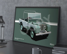 Load image into Gallery viewer, Landscape Illustration 1948 Land Rover Series One Sage Green