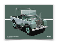 Load image into Gallery viewer, Landscape Illustration 1948 Land Rover Series One Sage Green