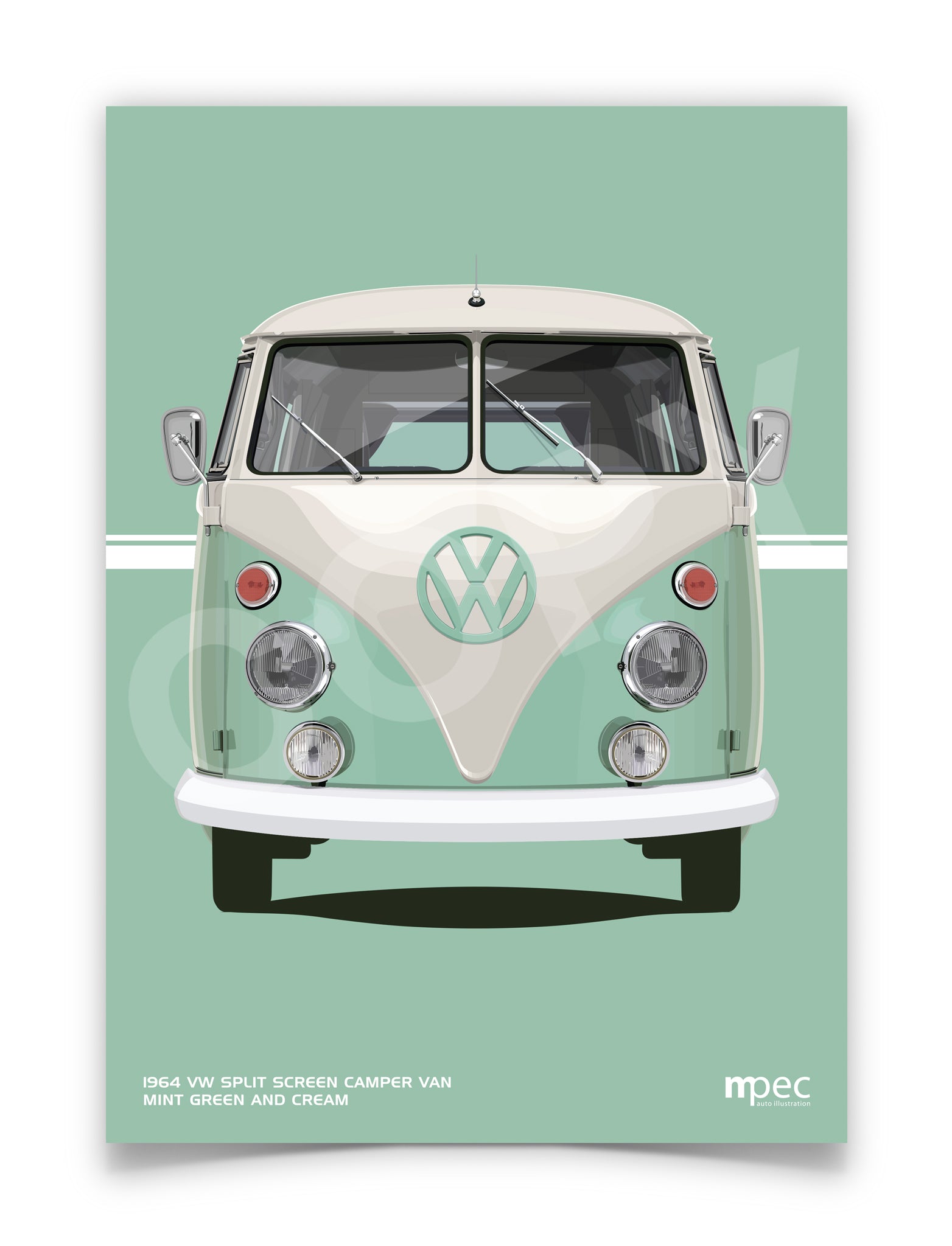 1964 VW Split Screen Camper Van Mint Green Cream