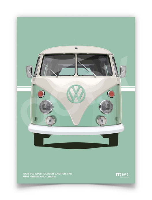 1964 VW Split Screen Camper Van Mint Green & Cream