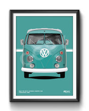 Load image into Gallery viewer, 1964 VW Split Screen Camper Van Turquoise L380 Poster