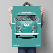 Load image into Gallery viewer, 1964 VW Split Screen Camper Van Turquoise L380 Poster