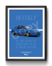Load image into Gallery viewer, Illustration Advert of 1998 Fiat Coupe 20V Turbo Sprint Blue 462