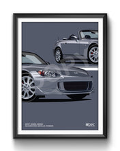 Load image into Gallery viewer, Illustration 2007 Honda S2000 Silverstone Metallic NH360M - Hood Down Close Up