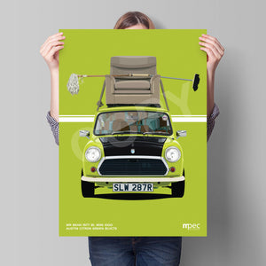 Illustration Mr Bean 1977 BL Mini 1000 in Austin Citron Green