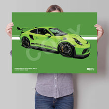 Load image into Gallery viewer, Landscape Illustration 2018 Porsche 911 GT3 RS in Lizard Green M6B (991.2)