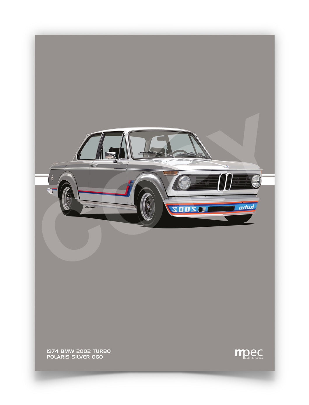 Illustration 1974 BMW 2002 Turbo Polaris Silver