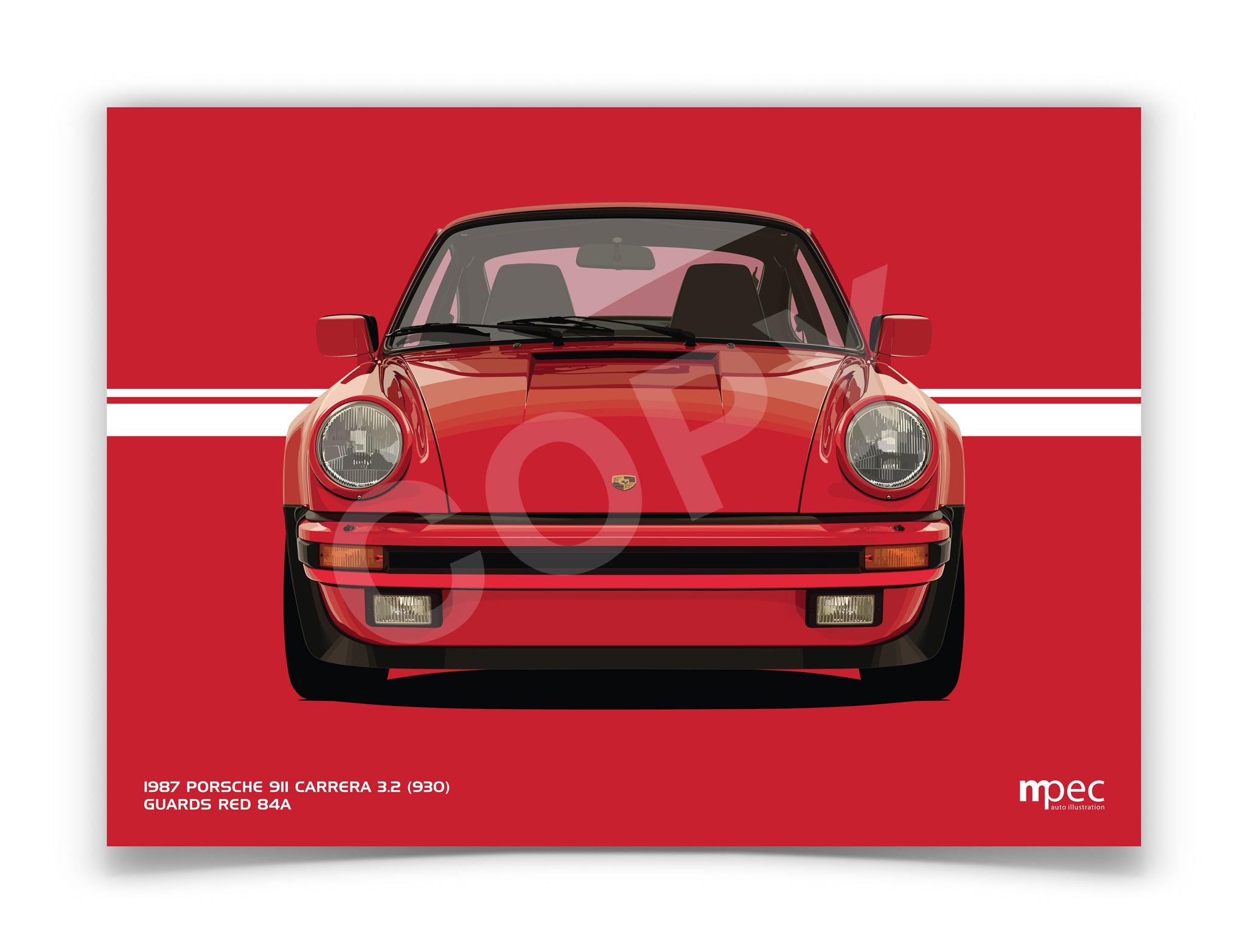Landscape Illustration 1987 Porsche 911 Carrera 3.2 (930) Guards
